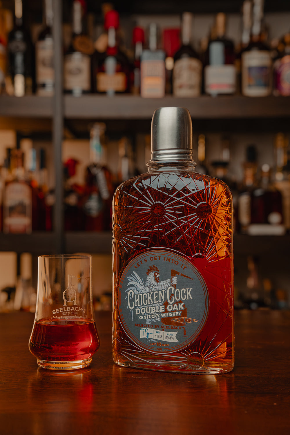Chicken Cock 10-Year Double Oak Kentucky Whiskey 118.8 proof