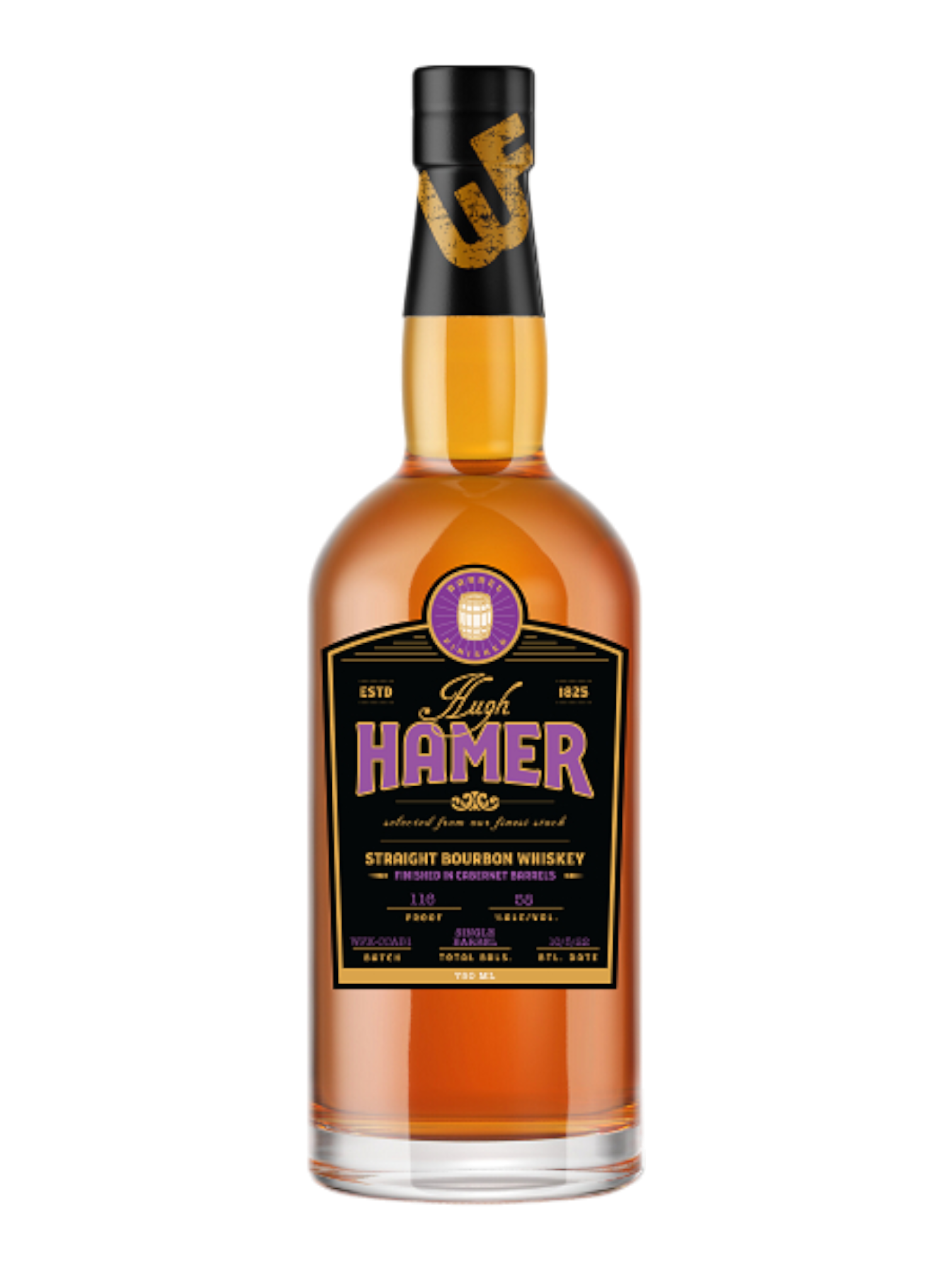 Hugh Hamer Straight Bourbon Whiskey Finished in Cabernet Barrels