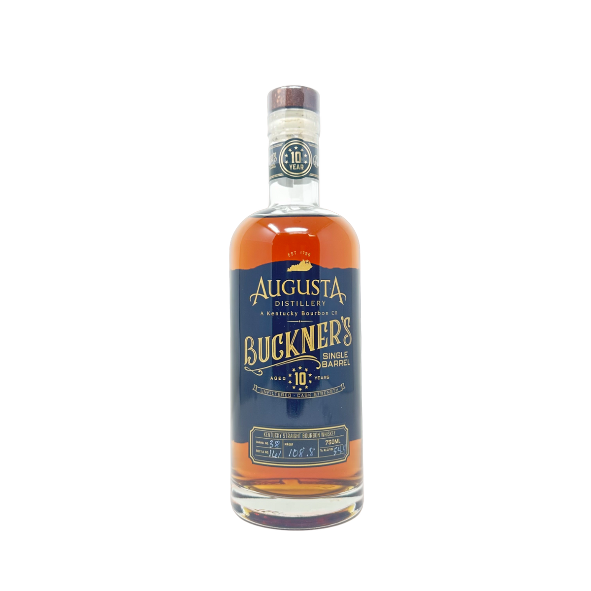 Augusta Distillery Buckner's 10-Year Single Barrel Bourbon Barrel #38 108.8 proof - Selected by Seelbach's
