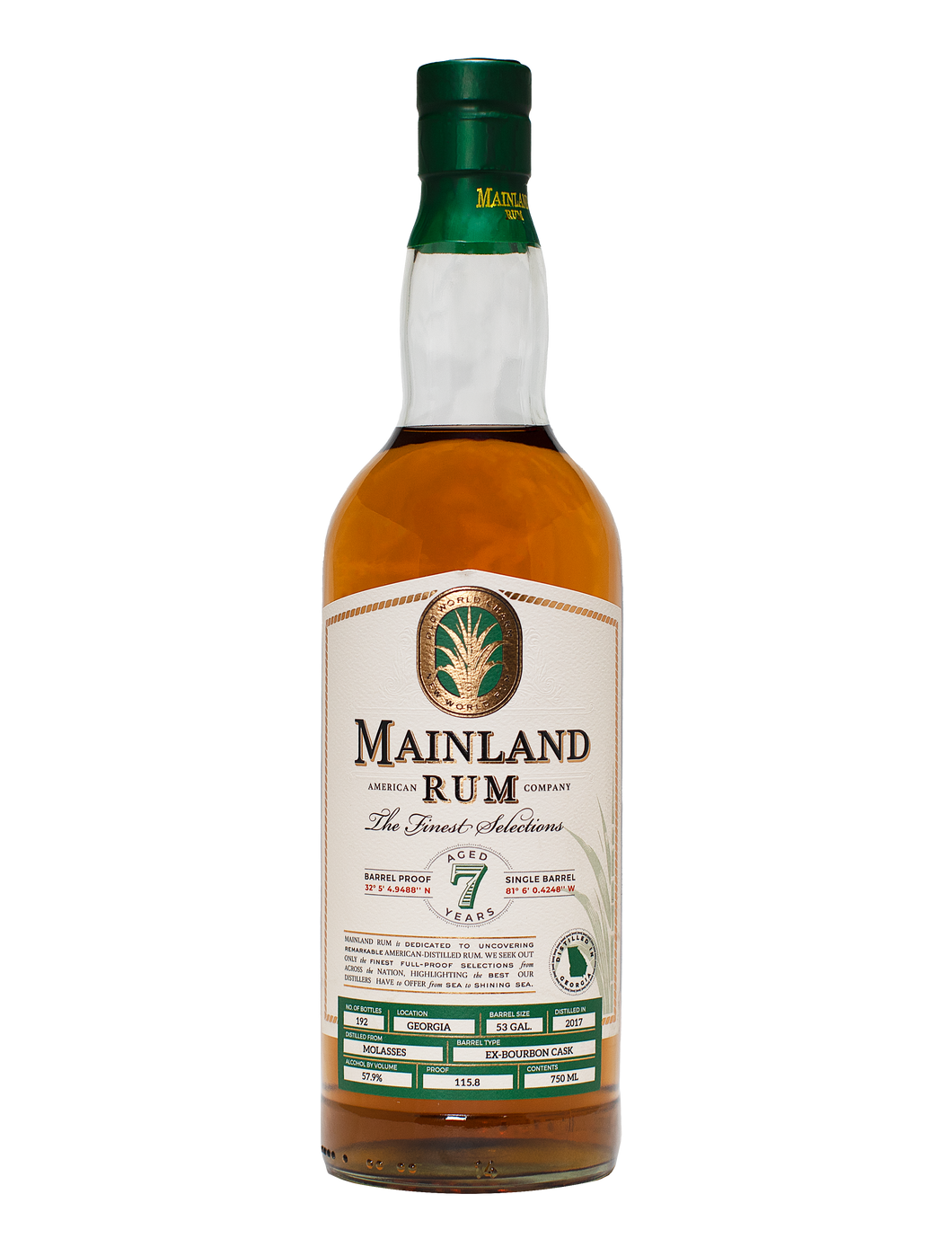 Mainland Rum Georgia 7-Year 115.8 proof