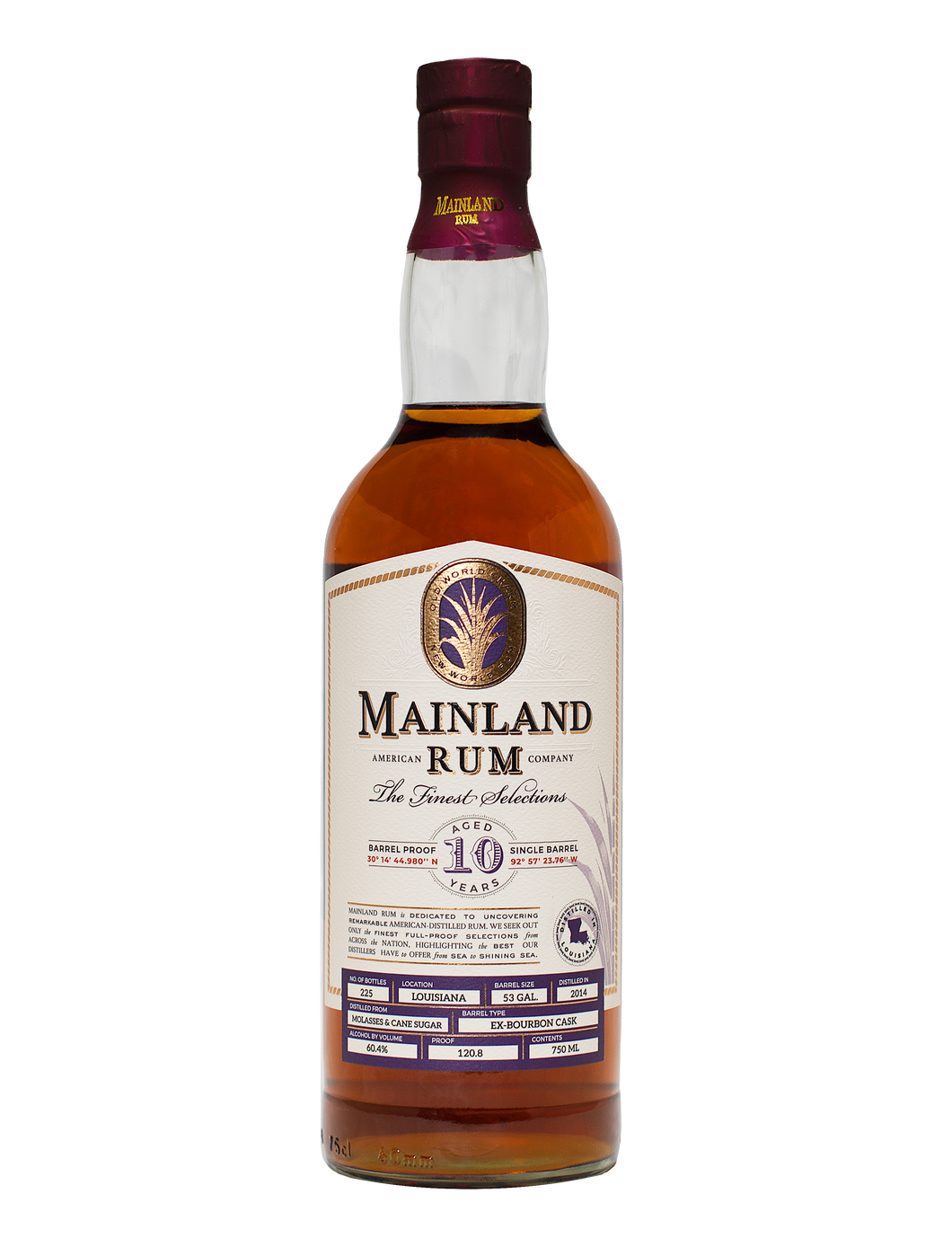 Mainland Rum Louisiana 10-Year 120.8 proof