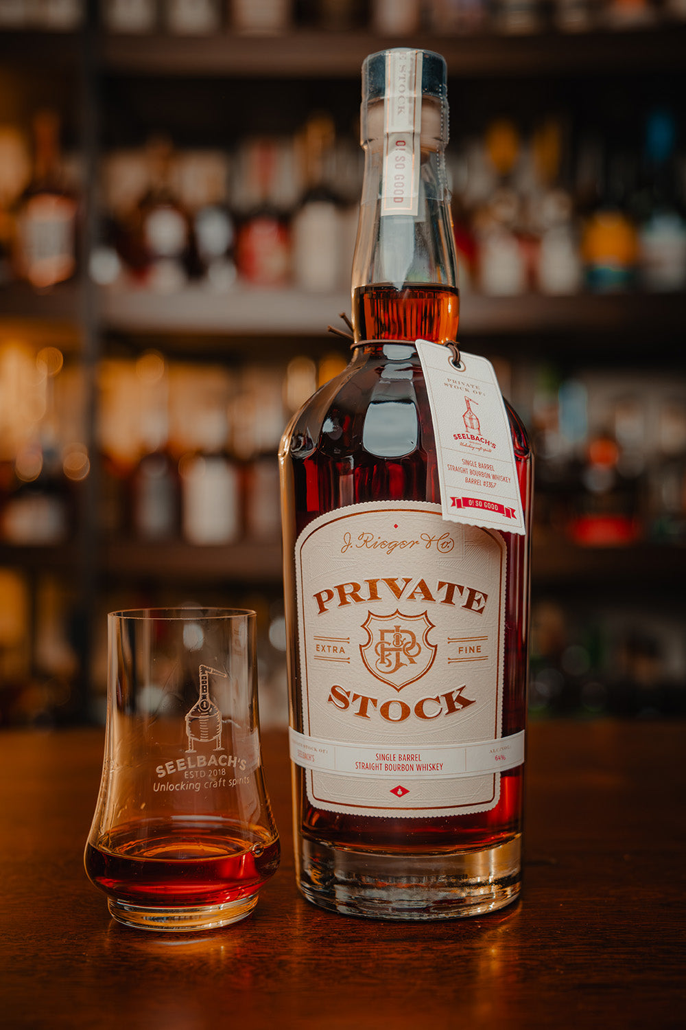 J. Rieger & Co Private Stock Straight Bourbon Whiskey #3367 128 proof - Selected by Seelbach's