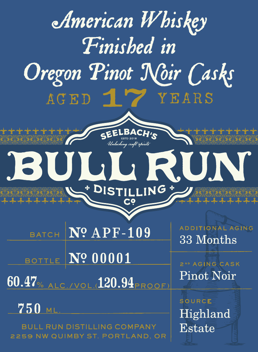 Bull Run Distillery 17-year American Whiskey Finished in Oregon Pinot Noir Casks #APF-109 120.94 proof - Selected by Seelbach's