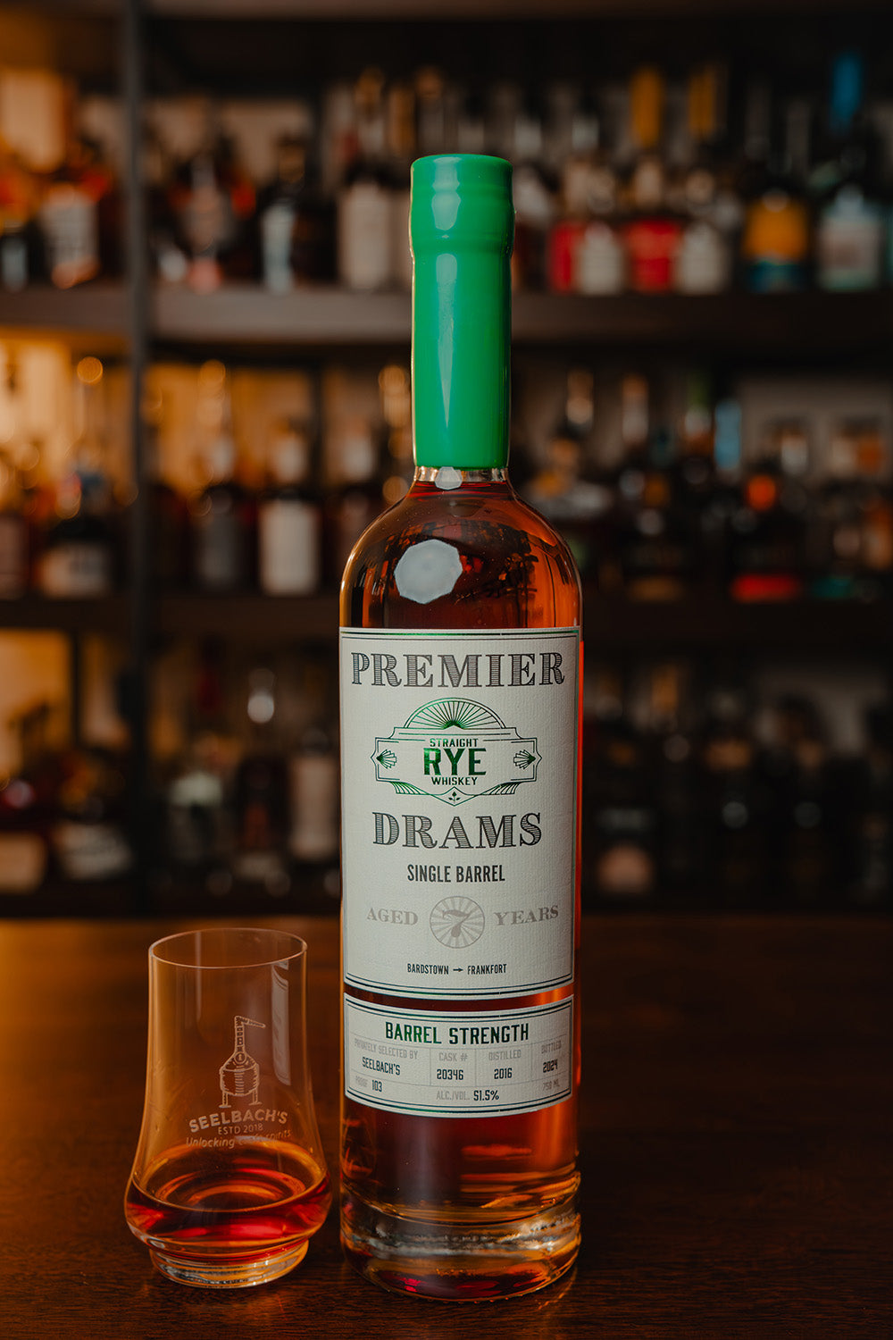 Premier Drams Single Barrel Rye #20346 103 proof - Selected by Seelbachs