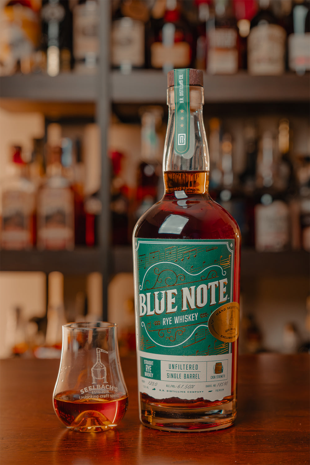 Blue Note Single Barrel Cask Strength Rye Whiskey 123 proof - Selected by Seelbach's