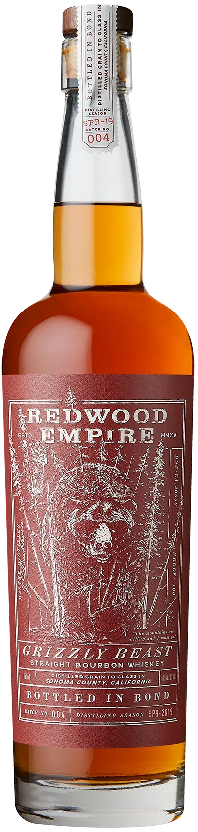 Redwood Empire Whiskey Grizzly Beast Straight Bourbon Whiskey Batch 004
