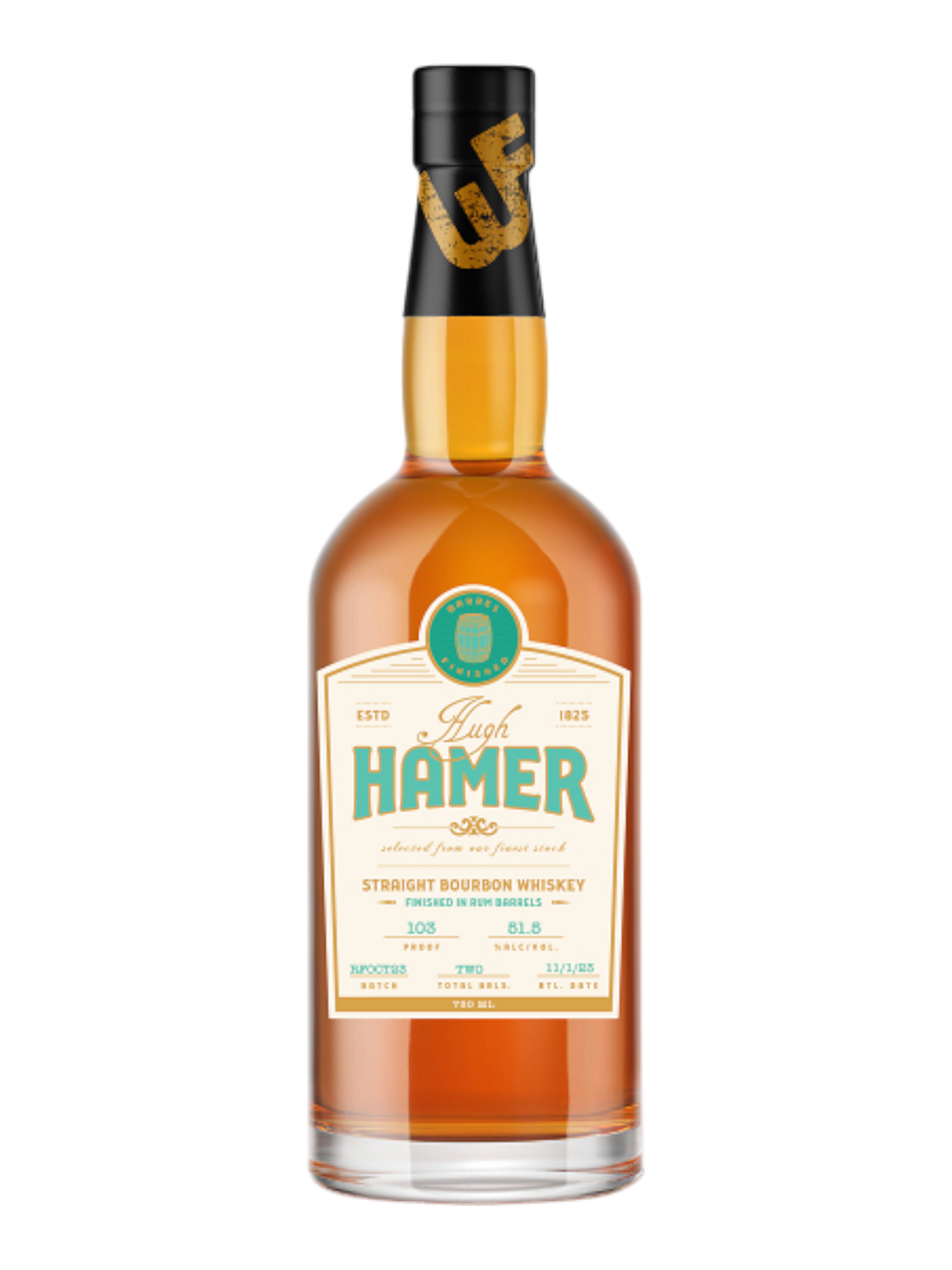 Hugh Hamer Straight Bourbon Whiskey Finished in Rum Barrels