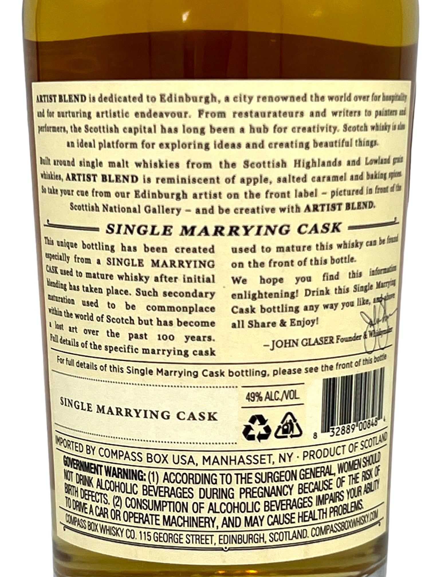 Compass Box Artist Blend Single Marrying Cask Selected by Seelbach's