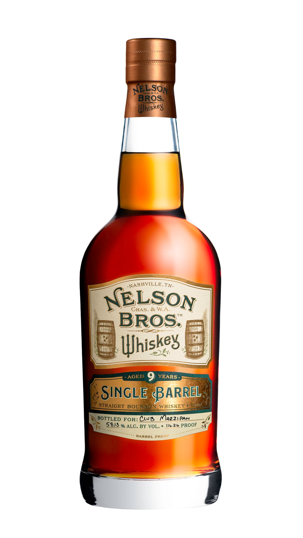 Nelson Bros. 9-Year Single Barrel Bourbon 116.26 proof - Selected by Club Marzipan