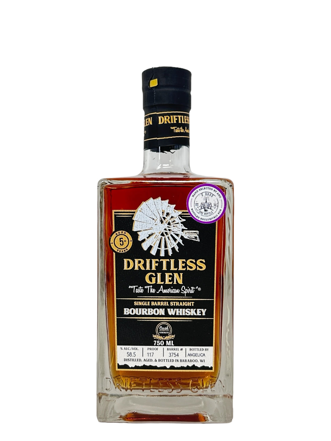 Driftless Glen Single Barrel Bourbon Barrel #3754 117 proof - Selected by 2 Bros 1 bottle
