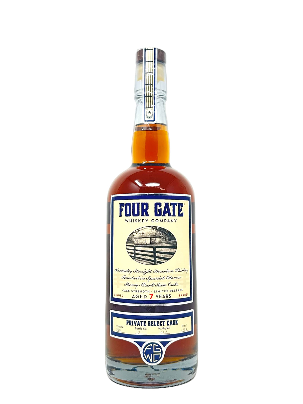 Four Gate Whiskey Company Single Barrel Bourbon Finished in Spanish Oloroso Sherry-Dark Rum Cask #599 122.4 proof - Selected Mash & Journey