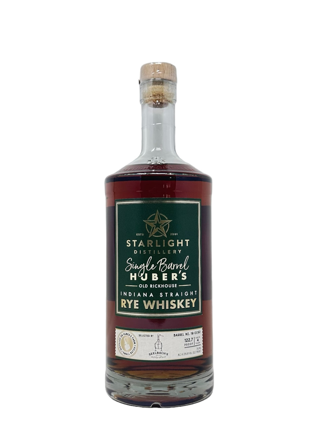 Starlight Distillery Single Barrel Rye Whiskey #19-0092 122.7 proof - Selected by Seelbach's