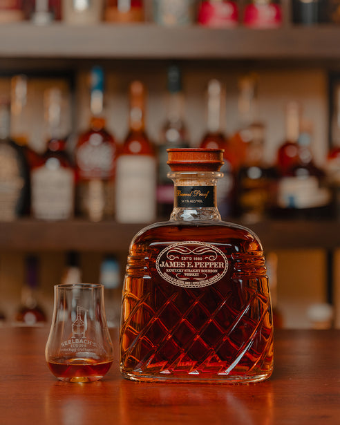 James E. Pepper Decanter Barrel Proof Straight Bourbon Whiskey - Selected by Seelbach's