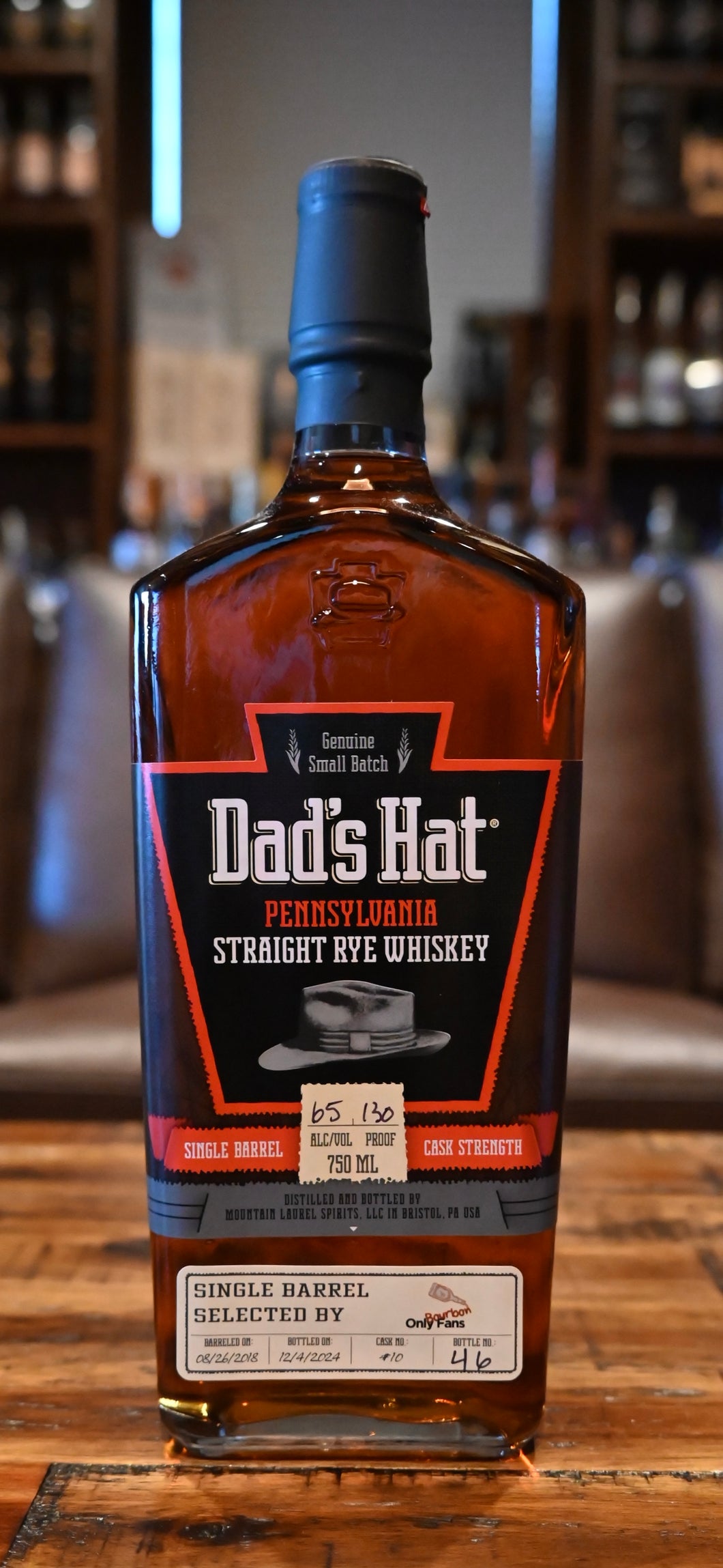 Dad's Hat Pennsylvania Rye Single Barrel Cask Strength Whiskey #10 130 Proof - Selected by Only Bourbon Fans