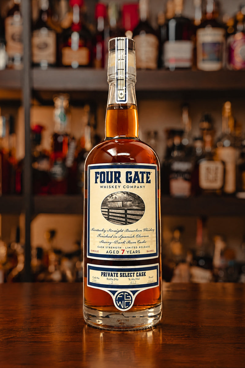 Four Gate Whiskey Company Single Barrel Bourbon Finished in Spanish Oloroso Sherry-Dark Rum Cask #599 122.4 proof - Selected Mash & Journey