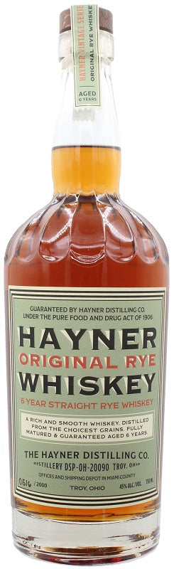 Hayner Distilling Original Rye Whiskey