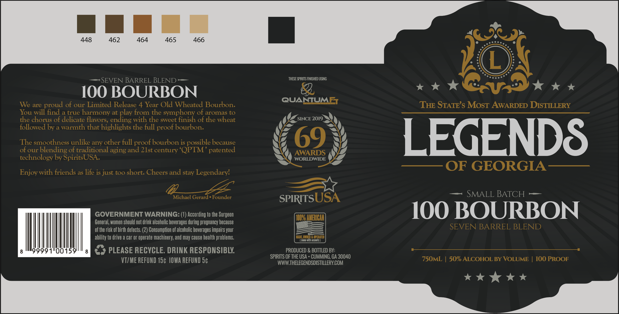 Legends of Georgia Small Batch 100 Bourbon Seven Barrel Blend Whiskey