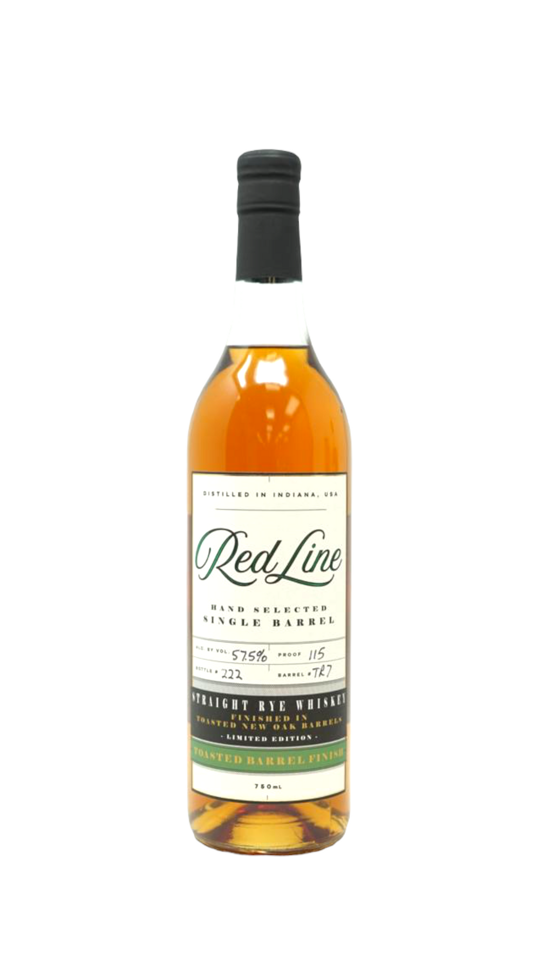 Red Line Straight Rye Whiskey Finished in a Toasted Barrel 115 proof #TR7