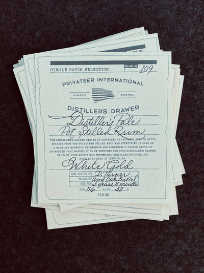 Privateer Rum-Distiller's Pale Rum "White Gold" #109